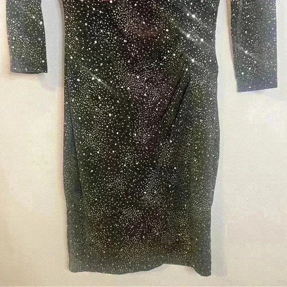 Anne Klein Women’s Black and Gold Sequined Dot Midi-Length Dress Size 2 - Picture 5 of 12